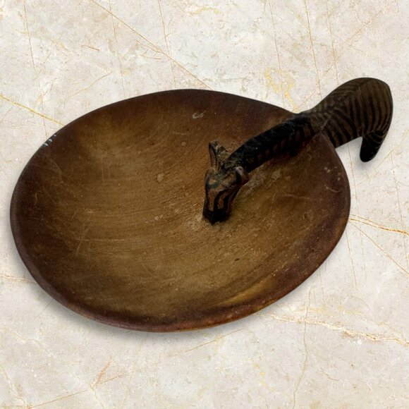 Carved Wood Decorative Bowl African Zebra Eclectic Safari Decor - Picture 3 of 9